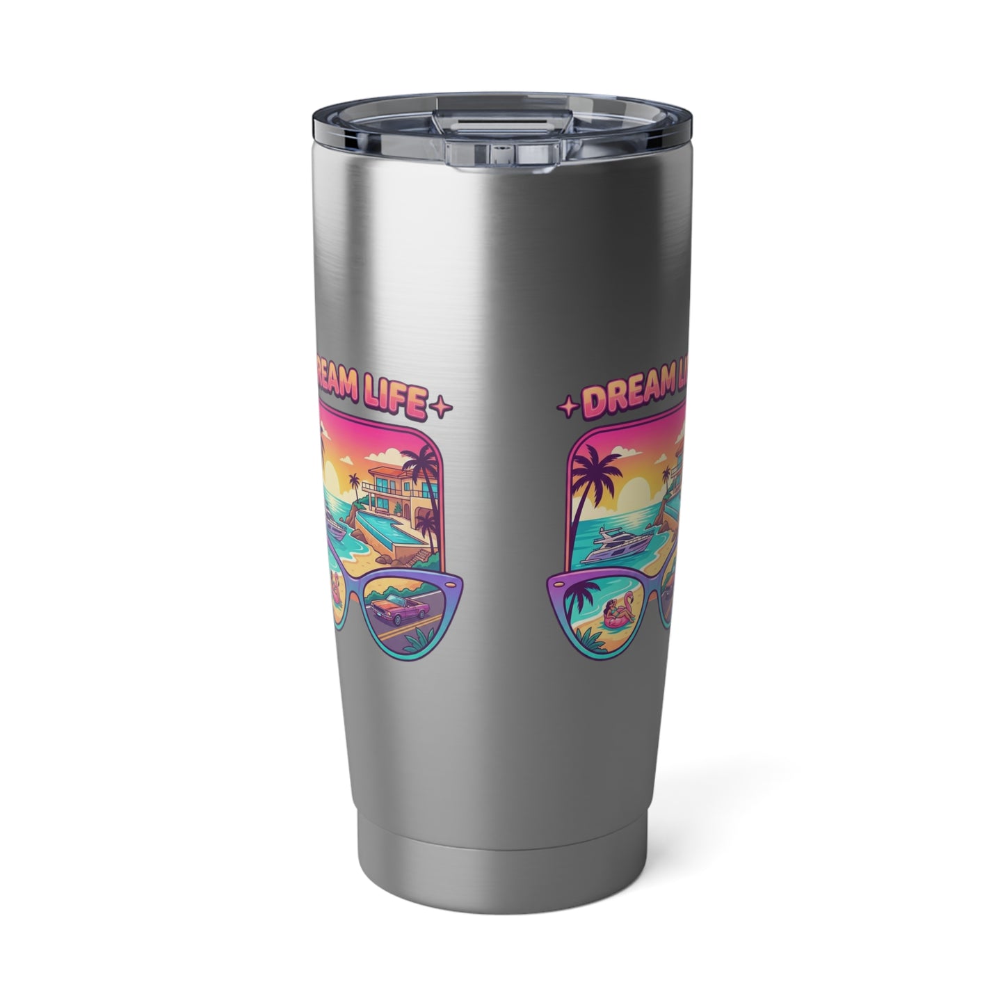 Dream Life 20oz Tumbler – Retro Tropical Sunglasses Travel Mug