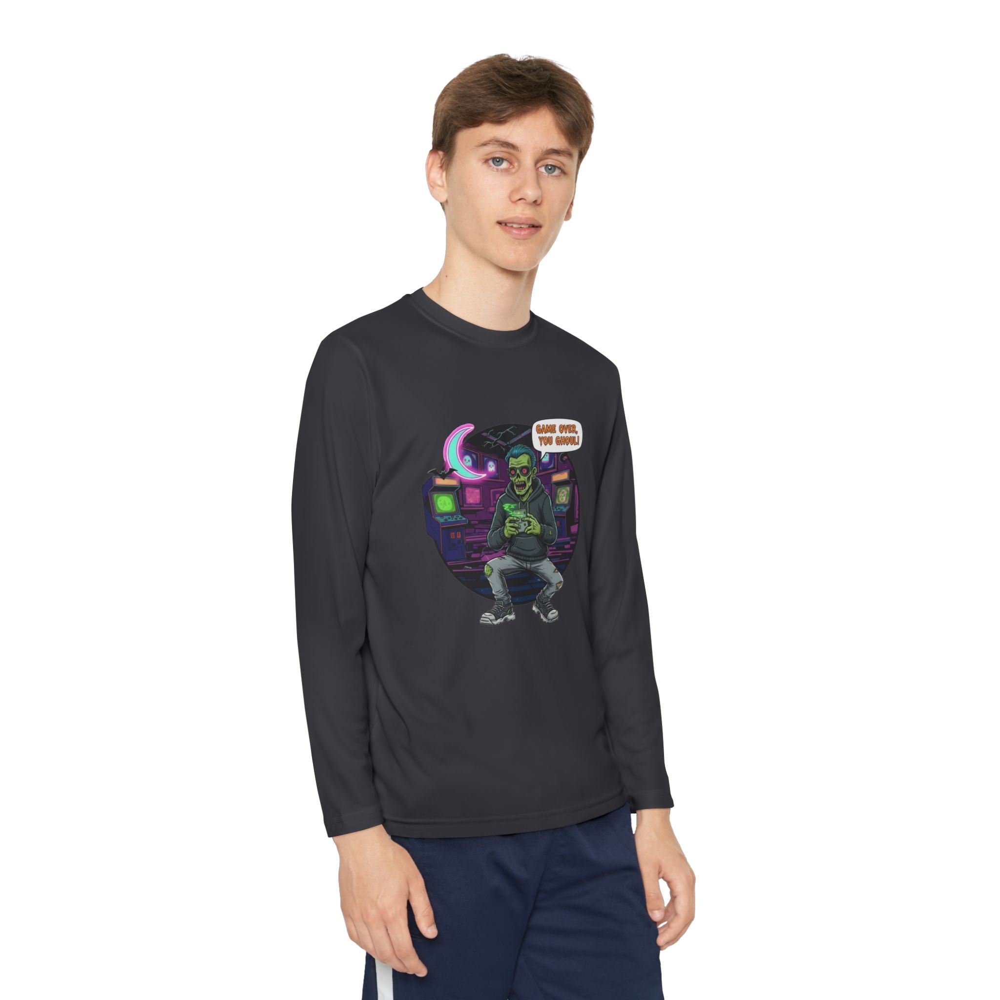 Youth Long Sleeve Tee, Gamer Shirt, Kids Graphic Tee, Halloween Costume Top, Fun Kids Apparel, Birthday Gift for Boys