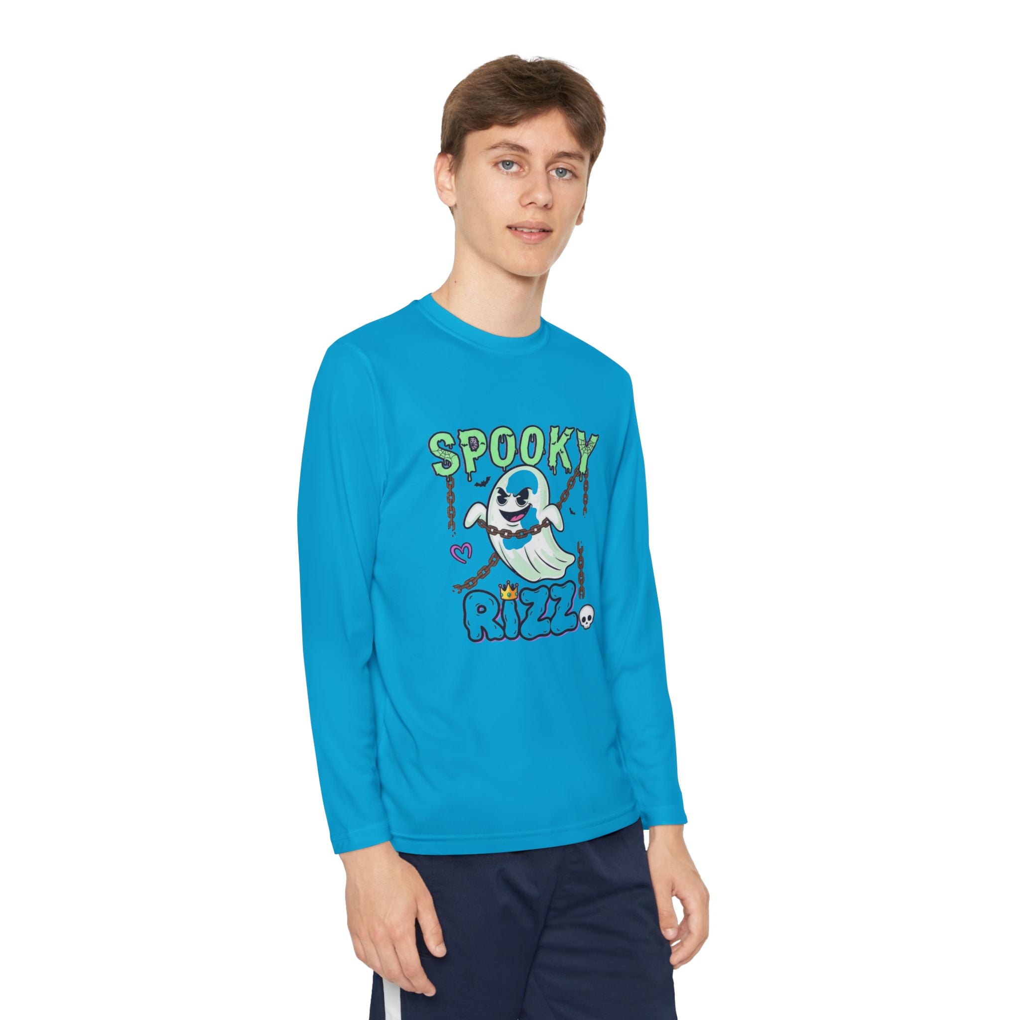Spooky Long Sleeve Tee, Kids Ghost Shirt, Halloween Shirt, Youth Halloween Apparel, Spooky Vibes Tee, Ghostly Fun Wear