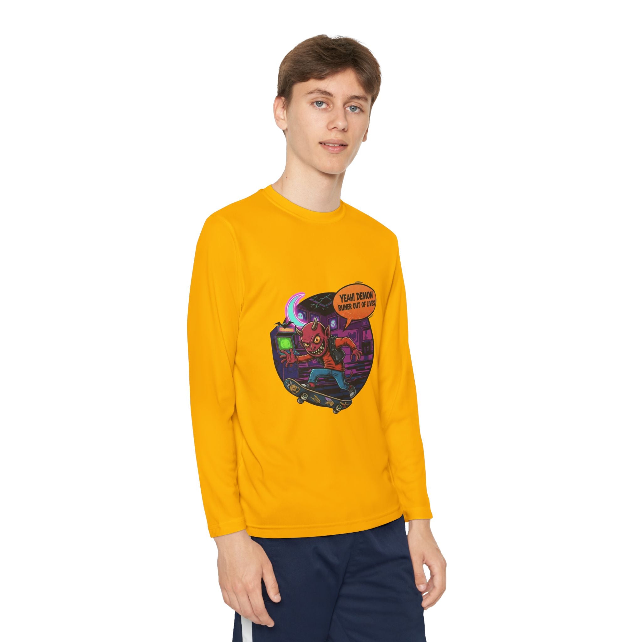 Youth Long Sleeve Graphic Tee, Fun Kids Shirt, Halloween Costume Top, Creative Gift for Boys, Unique Kids Fashion