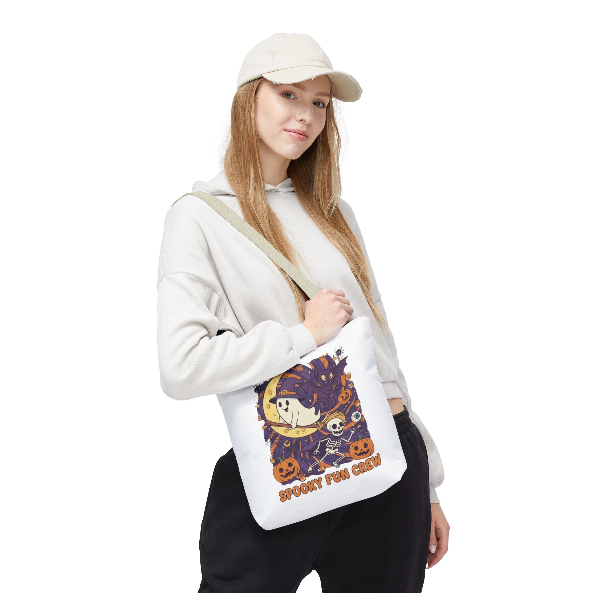 Spooky Fun Crew Halloween Tote Bag, Trick or Treat Bag, Haunted House Accessory, Fall Gift, Party Favor