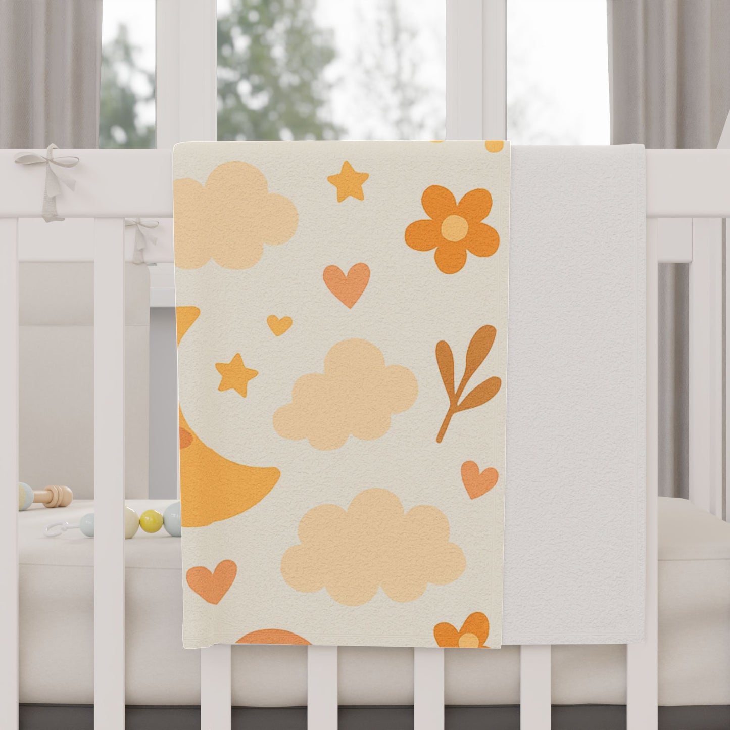 Cozy Toddler Blanket with Cute Bears and Rainbows