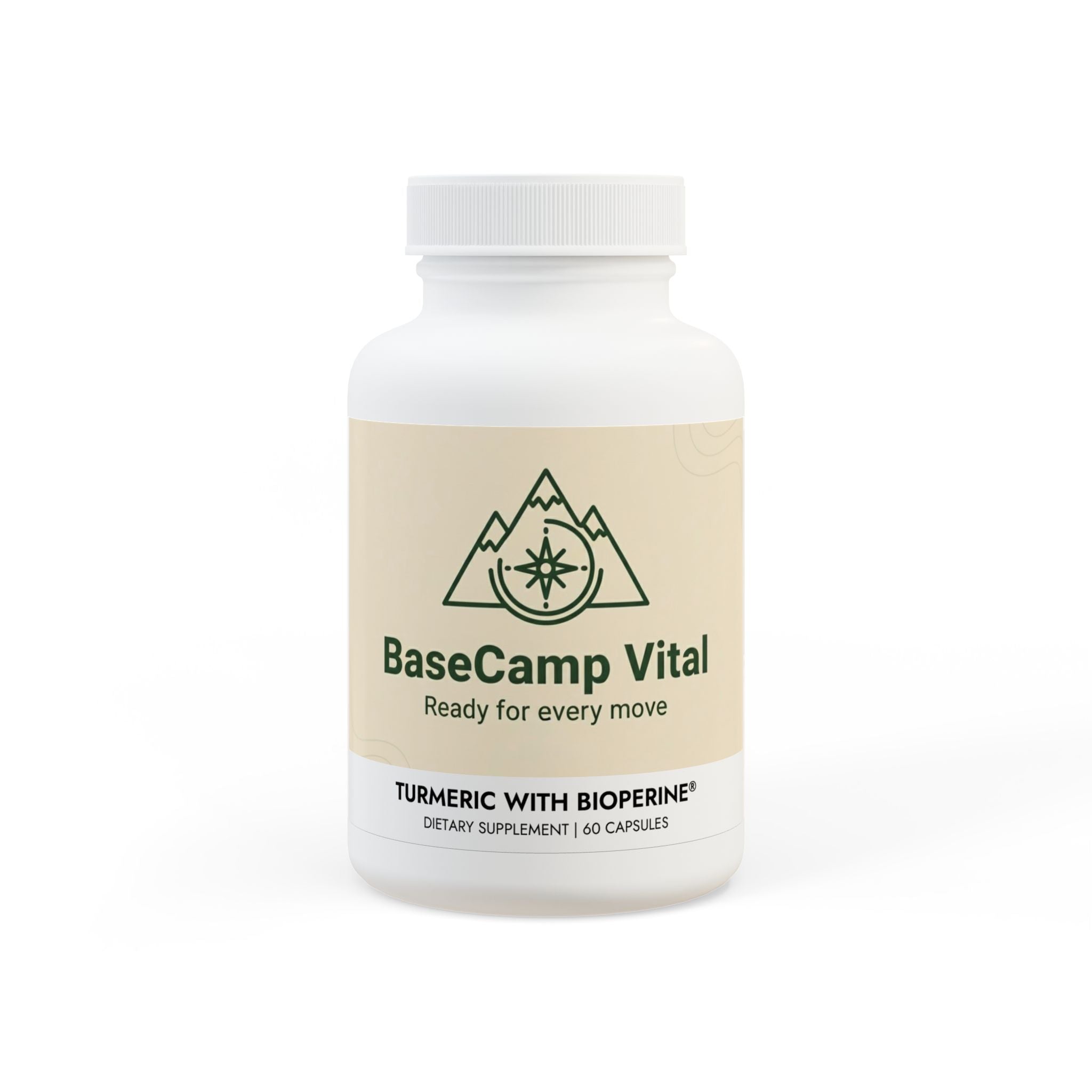 Base Camp Vital Turmeric with BioPerine® (Black Pepper Fruit Extract) Supplement (60 Capsules)