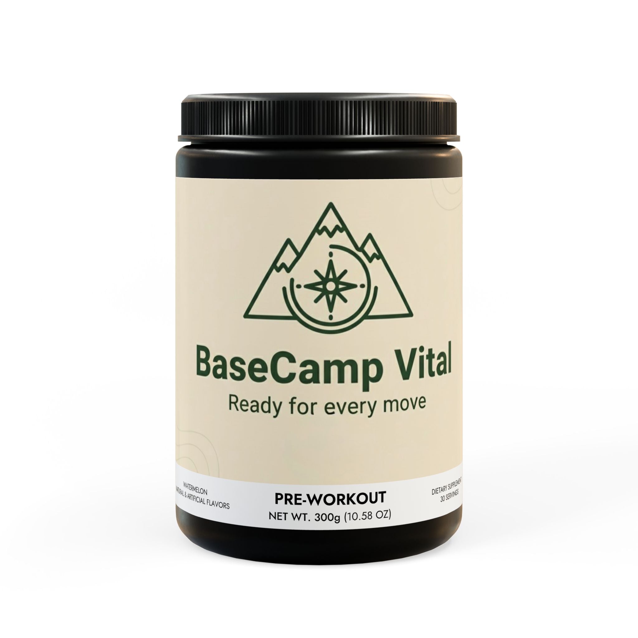 Base Camp Vital Pre-Workout Supplement, Watermelon (300g, 10.58oz)
