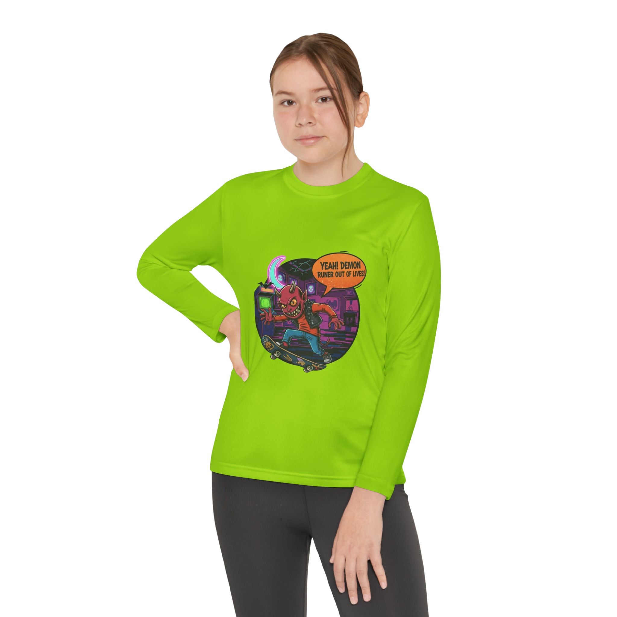 Youth Long Sleeve Graphic Tee, Fun Kids Shirt, Halloween Costume Top, Creative Gift for Boys, Unique Kids Fashion
