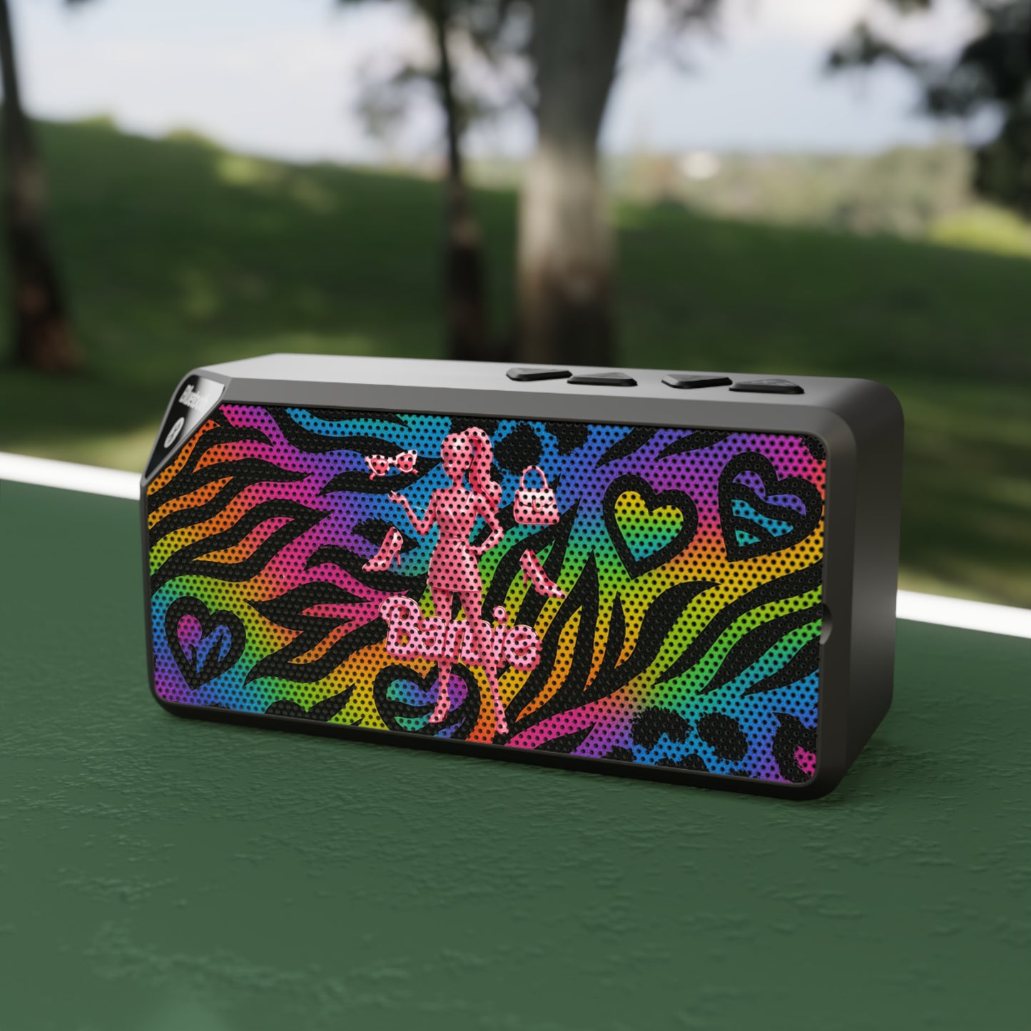 90’s retro Jabba Rainbow Zebra Bluetooth Speaker — Colorful Heart Pattern Portable Speaker