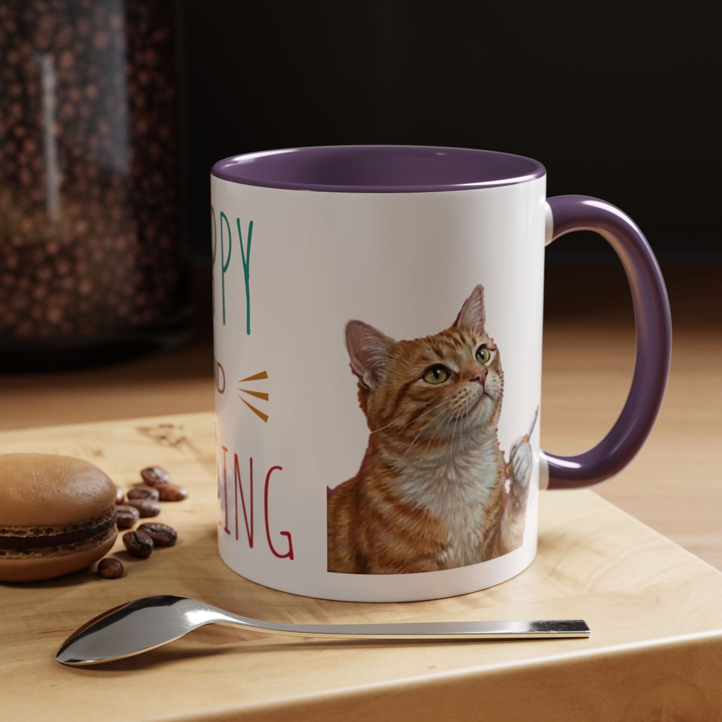 Happy and Dazzling Smoking Cat Coffee Mug — Cute Ginger Cat Accent Mug (11/15oz) (free shipping)