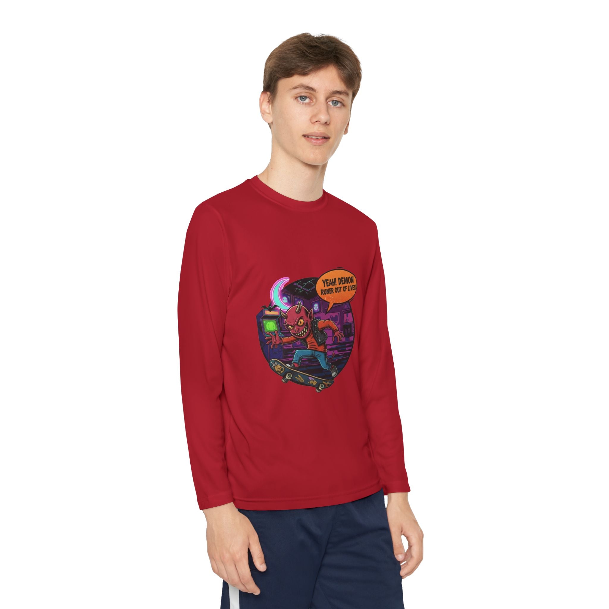 Youth Long Sleeve Graphic Tee, Fun Kids Shirt, Halloween Costume Top, Creative Gift for Boys, Unique Kids Fashion