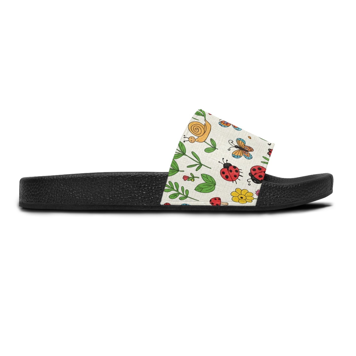 Women's Slide Sandals Garden Critter Doodles / Bugs & Blooms