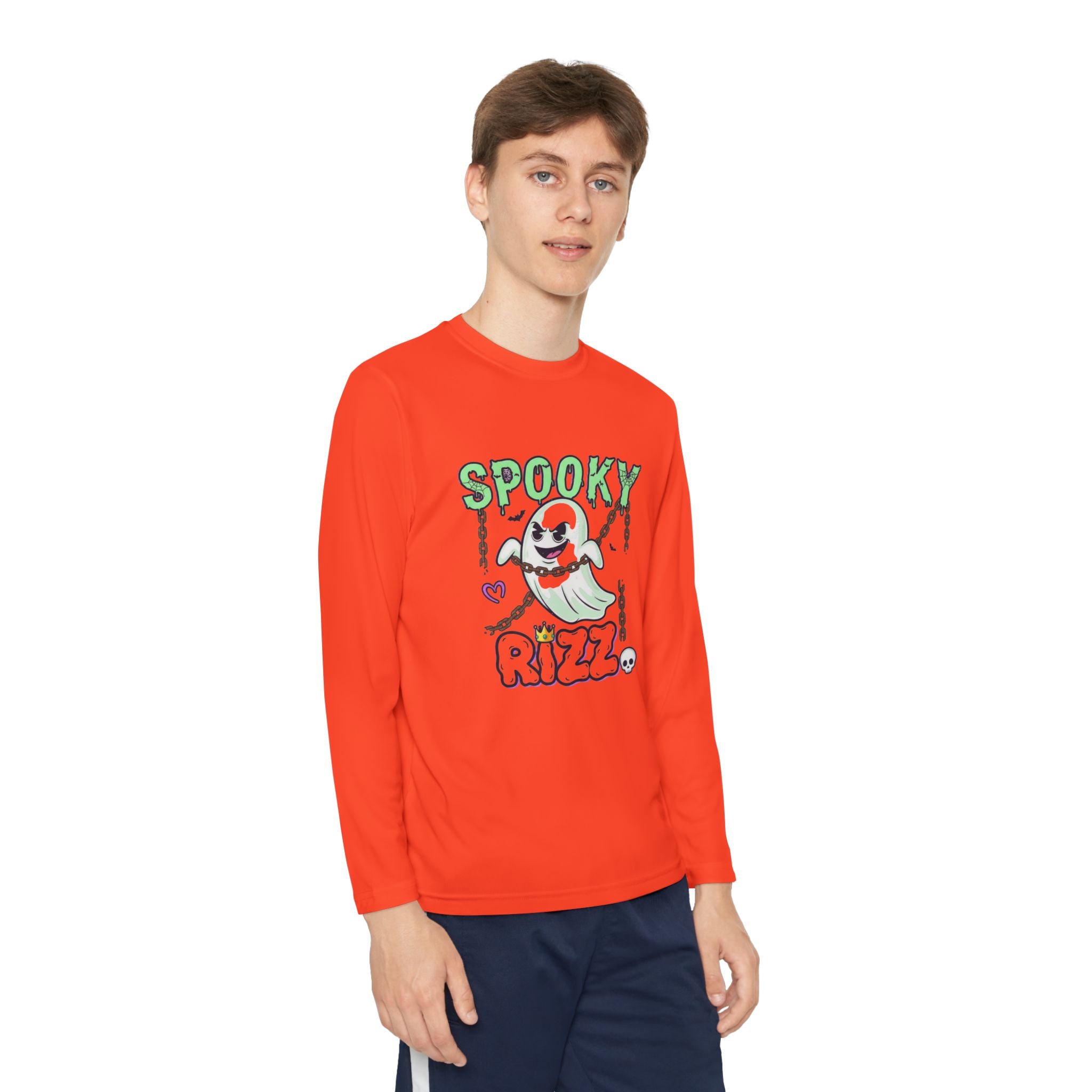 Spooky Long Sleeve Tee, Kids Ghost Shirt, Halloween Shirt, Youth Halloween Apparel, Spooky Vibes Tee, Ghostly Fun Wear