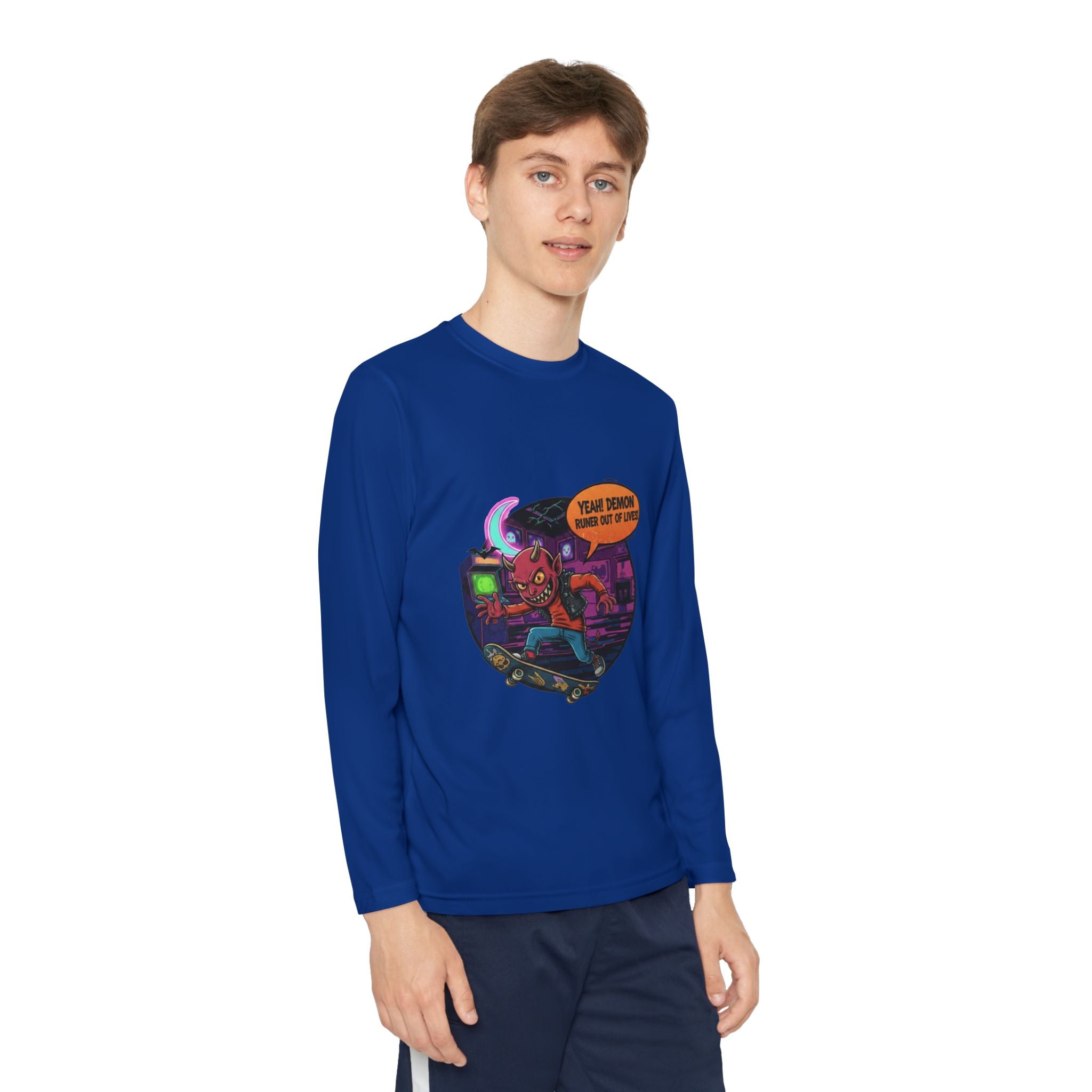 Youth Long Sleeve Graphic Tee, Fun Kids Shirt, Halloween Costume Top, Creative Gift for Boys, Unique Kids Fashion