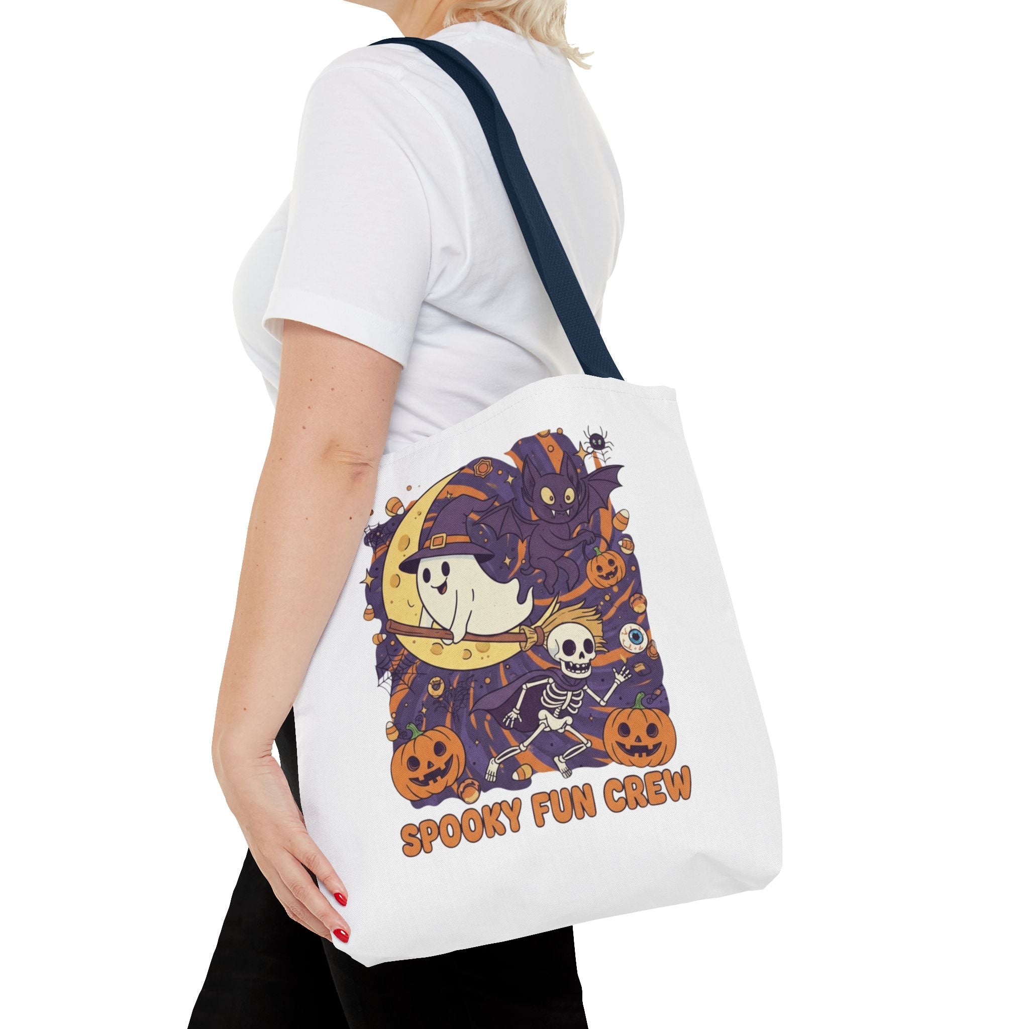 Spooky Fun Crew Halloween Tote Bag, Trick or Treat Bag, Haunted House Accessory, Fall Gift, Party Favor