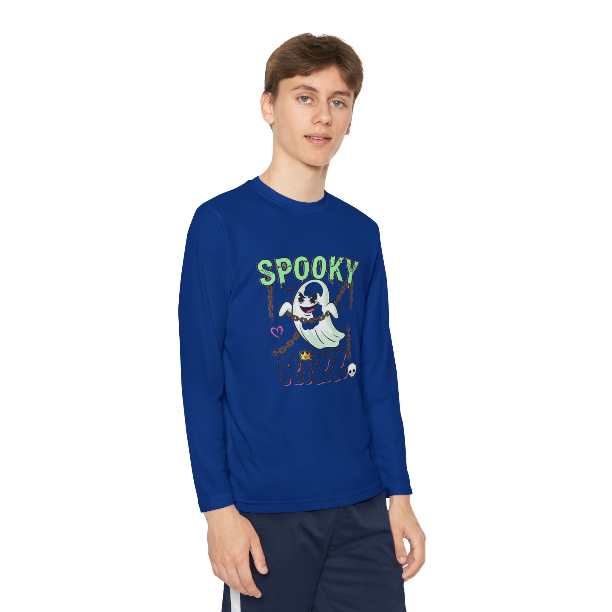 Spooky Long Sleeve Tee, Kids Ghost Shirt, Halloween Shirt, Youth Halloween Apparel, Spooky Vibes Tee, Ghostly Fun Wear