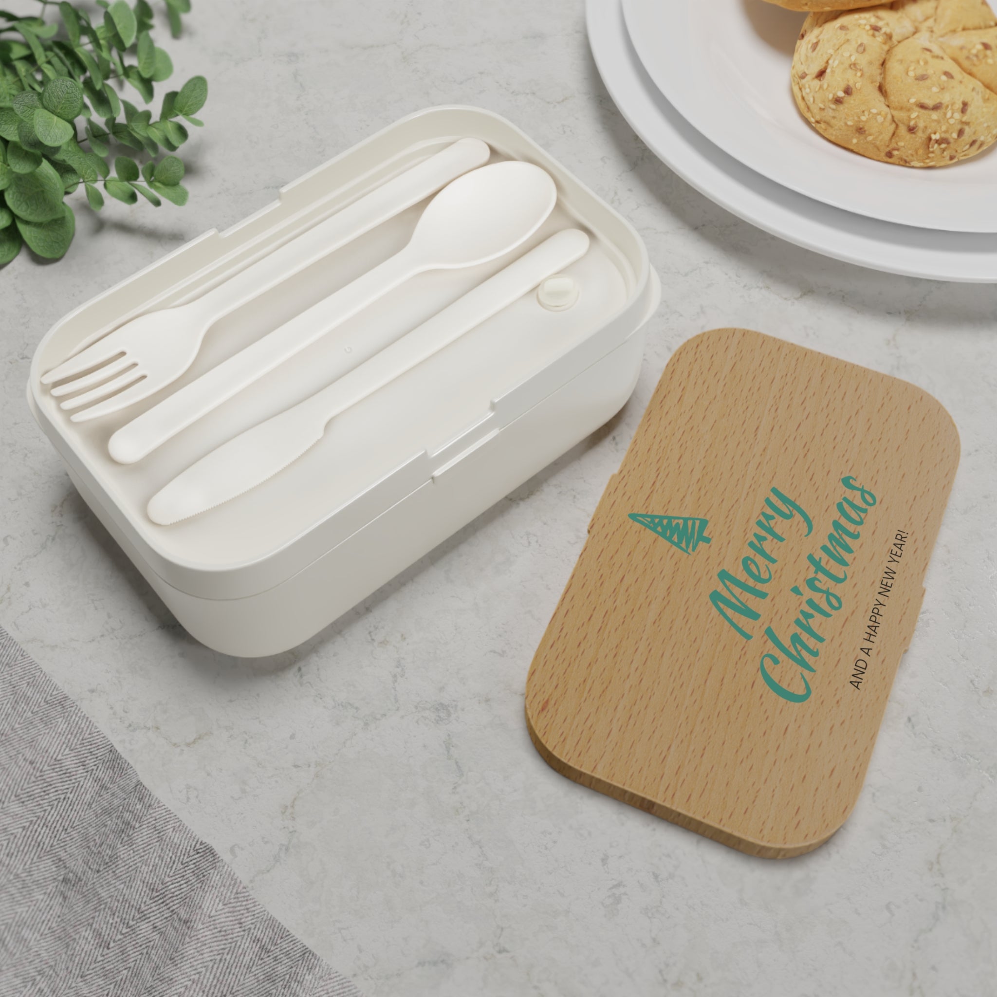 Merry Christmas Bento Lunch Box - Eco-Friendly Holiday Meal Container