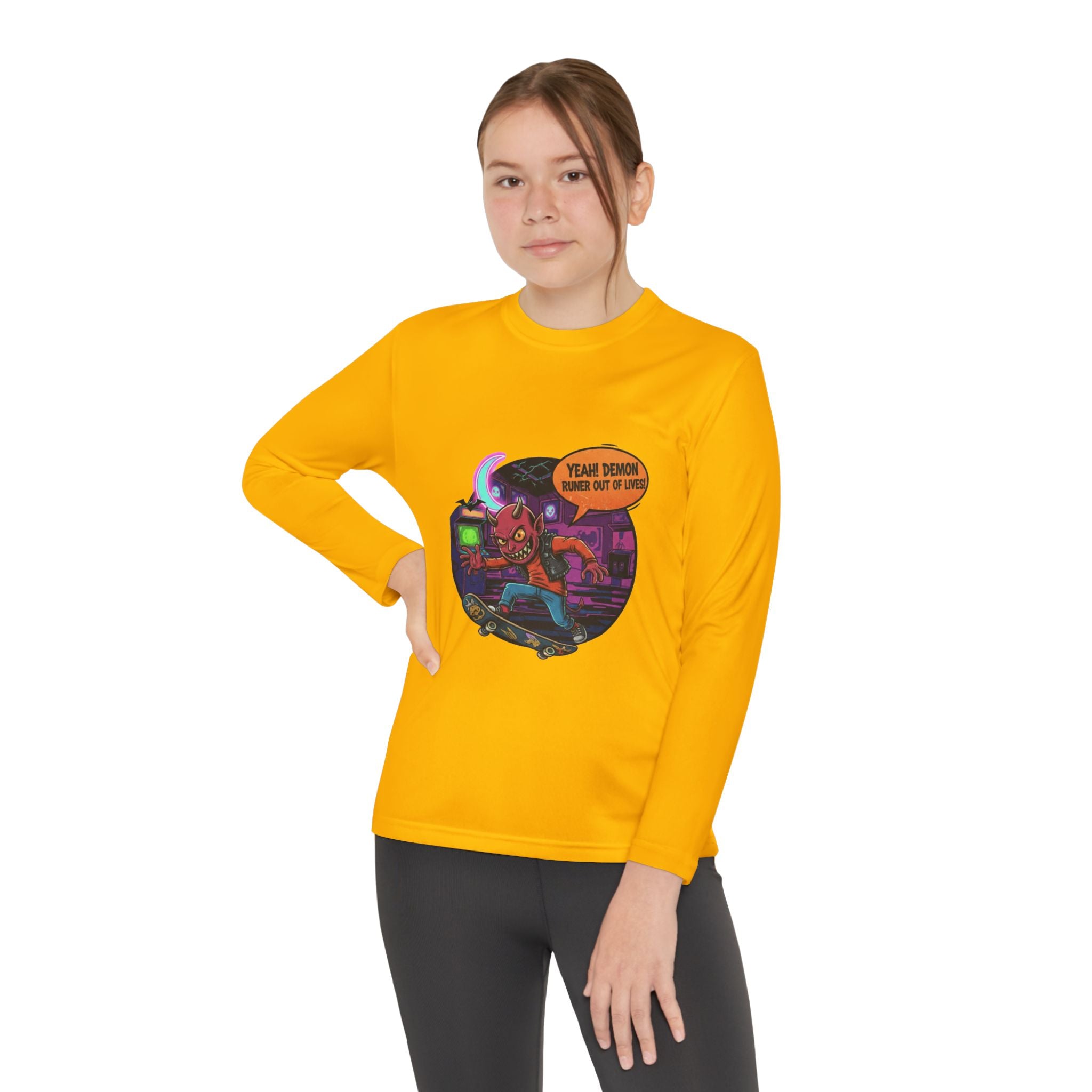Youth Long Sleeve Graphic Tee, Fun Kids Shirt, Halloween Costume Top, Creative Gift for Boys, Unique Kids Fashion
