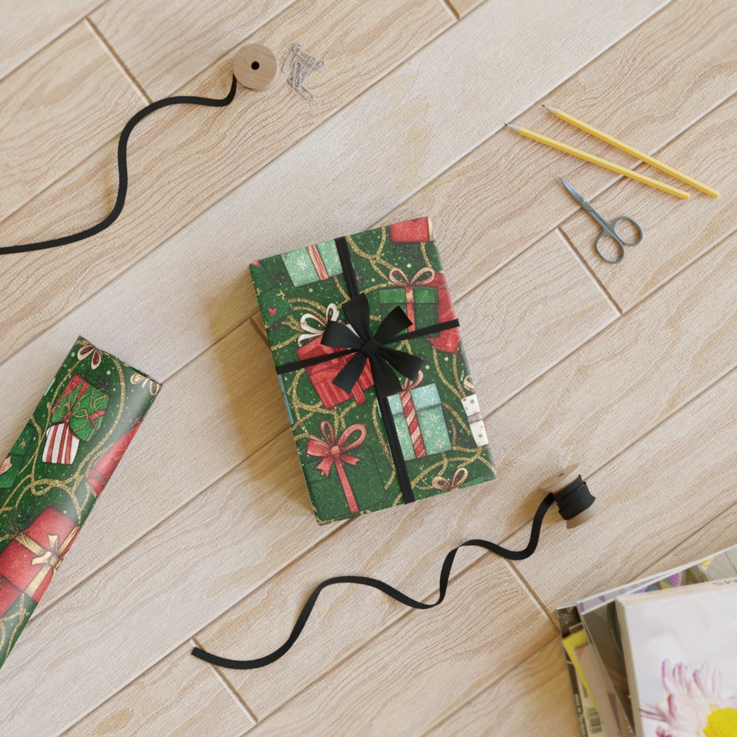 Holiday Gift Wrapping Paper Roll - Festive Presents Design
