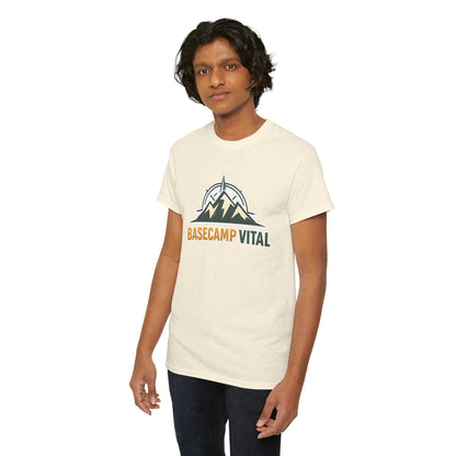 Base Camp Vital Mountain Compass Crewneck T-Shirt | Outdoor Hiking Graphic Tee | Midweight Cotton Trail Shirt (free shipping)