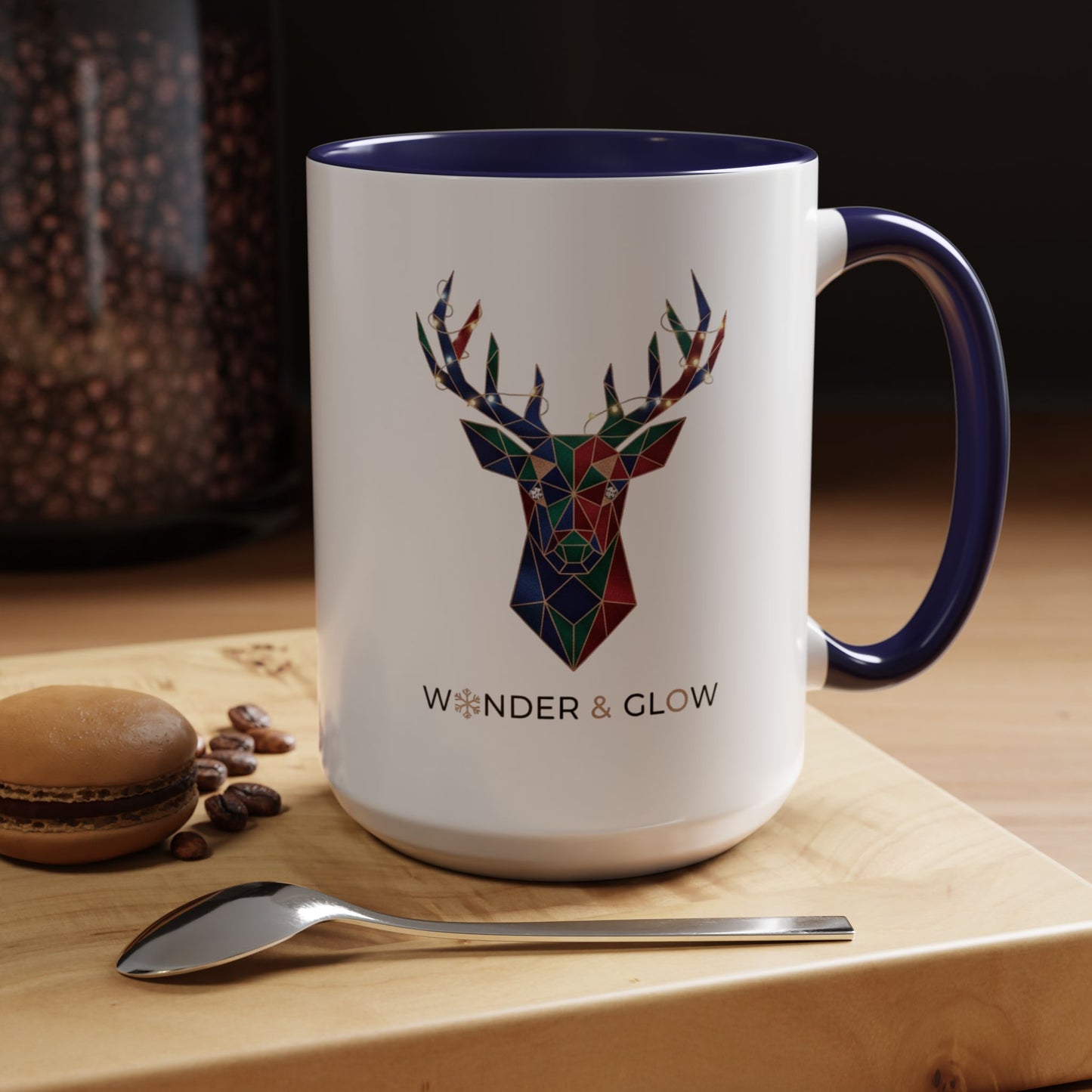 Geometric Stag Accent Coffee Mug — "Wonder & Glow" 11/15oz