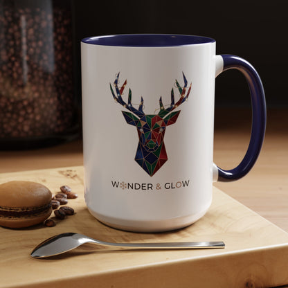 Geometric Stag Accent Coffee Mug — "Wonder & Glow" 11/15oz