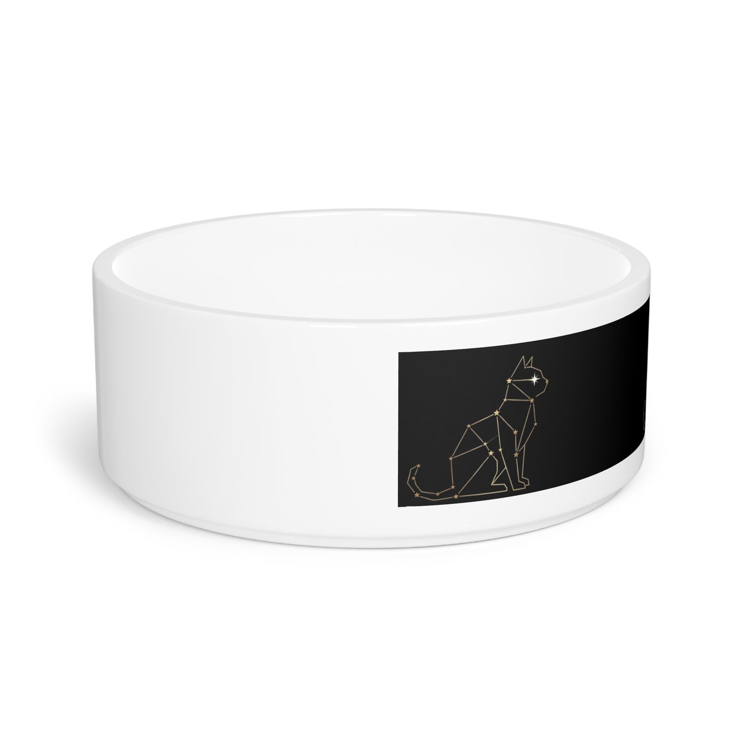 Kitty zodiac sign cat Pattern Pet Bowl — Ceramic Dog Feeding Bowl with Subtle Silhouette Design