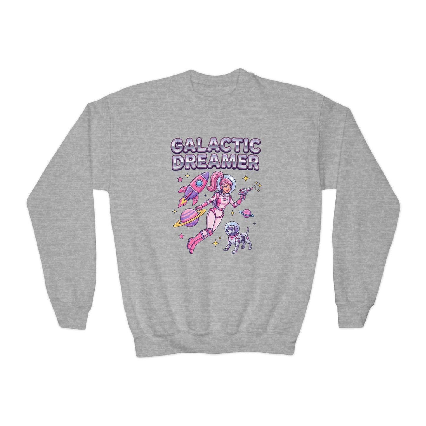 Youth Sweatshirt — "Galactic Dreamer" Astronaut Mermaid Crewneck