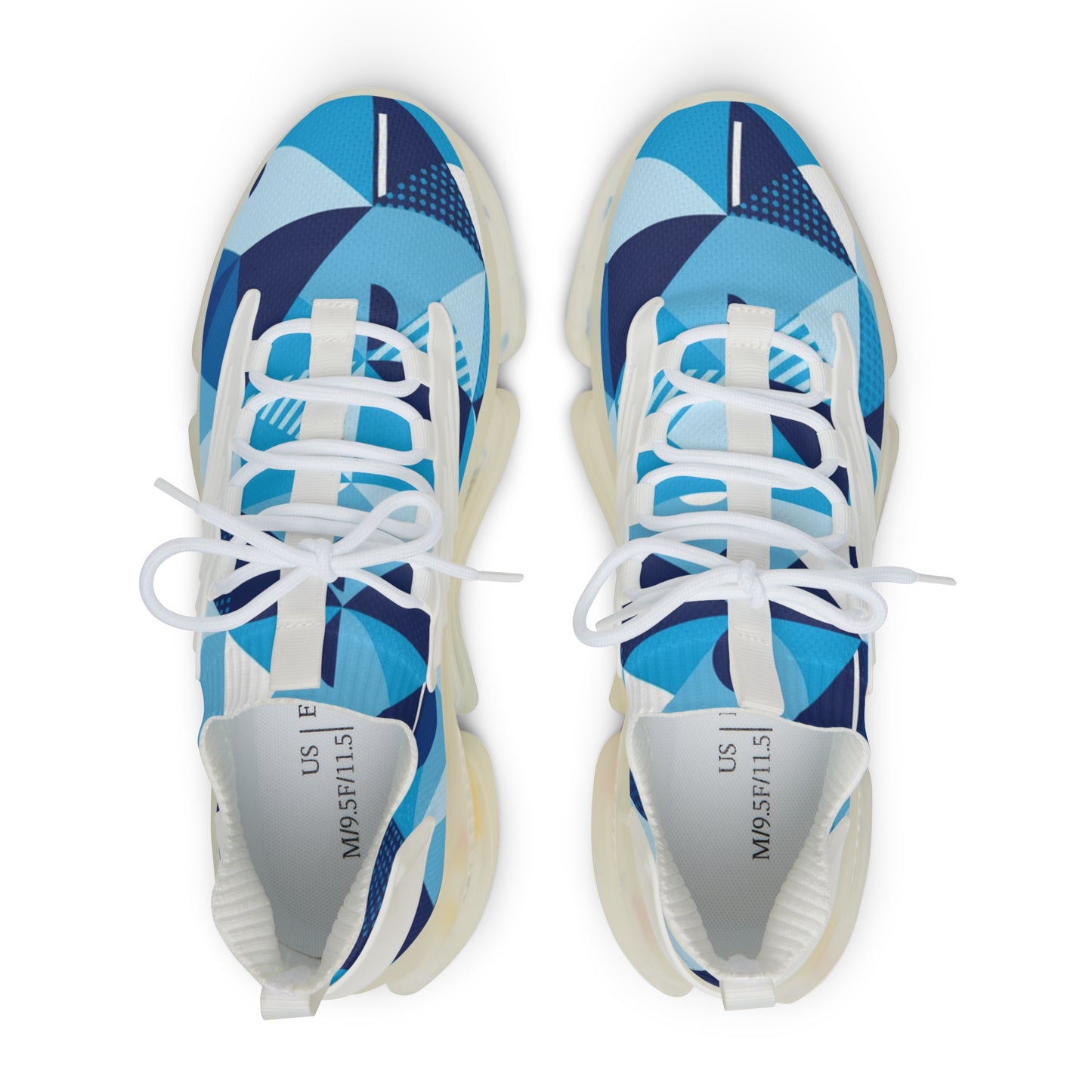 men's Blue Geometric Mesh Sneakers — Men's Athletic Shoes (free shipping)