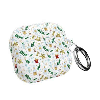 Alcohol Holiday Pattern AirPod Case – Festive Gifts, Holly & Ornaments Design (free shipping)