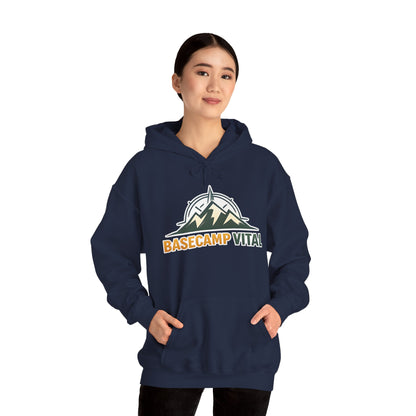 Base Camp Vital Outdoor Fleece Hoodie | Mountain Compass Graphic Pullover | 50/50 Midweight Trail Hoodie  Vital Hoodie  (free shipping)