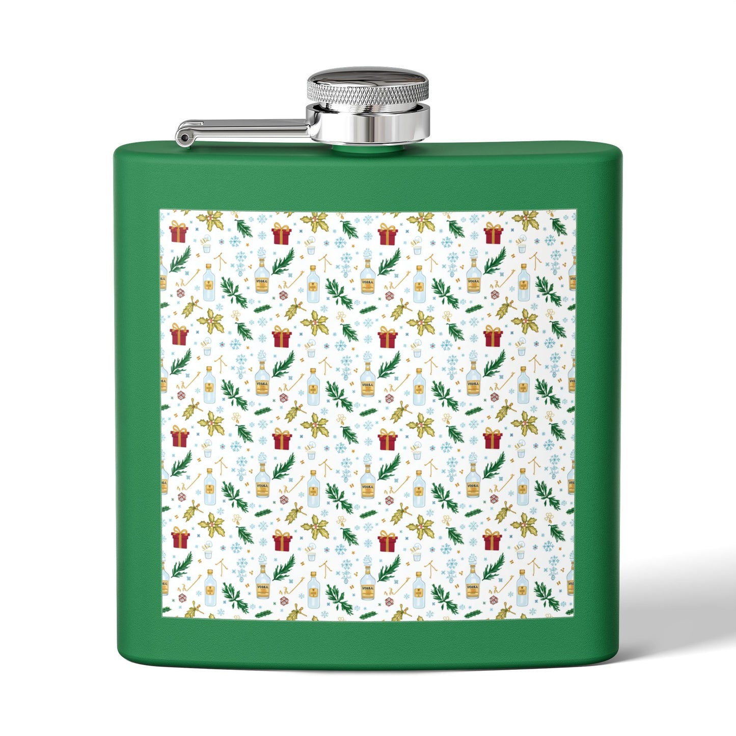 Holiday Flask — 6oz Stainless Steel Christmas Pattern Hip Flask (Free Shipping)