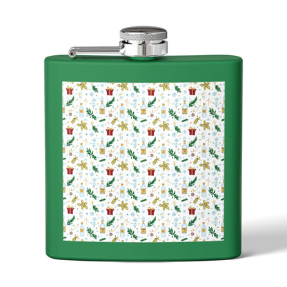 Holiday Flask — 6oz Stainless Steel Christmas Pattern Hip Flask (Free Shipping)