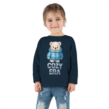 Cozy Era Toddler Long Sleeve Tee — Cute Bear in Puffer Jacket