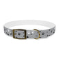 Grey Paw Print Dog Collar — Cute Bone & Paw Design, Durable Adjustable Pet Collar