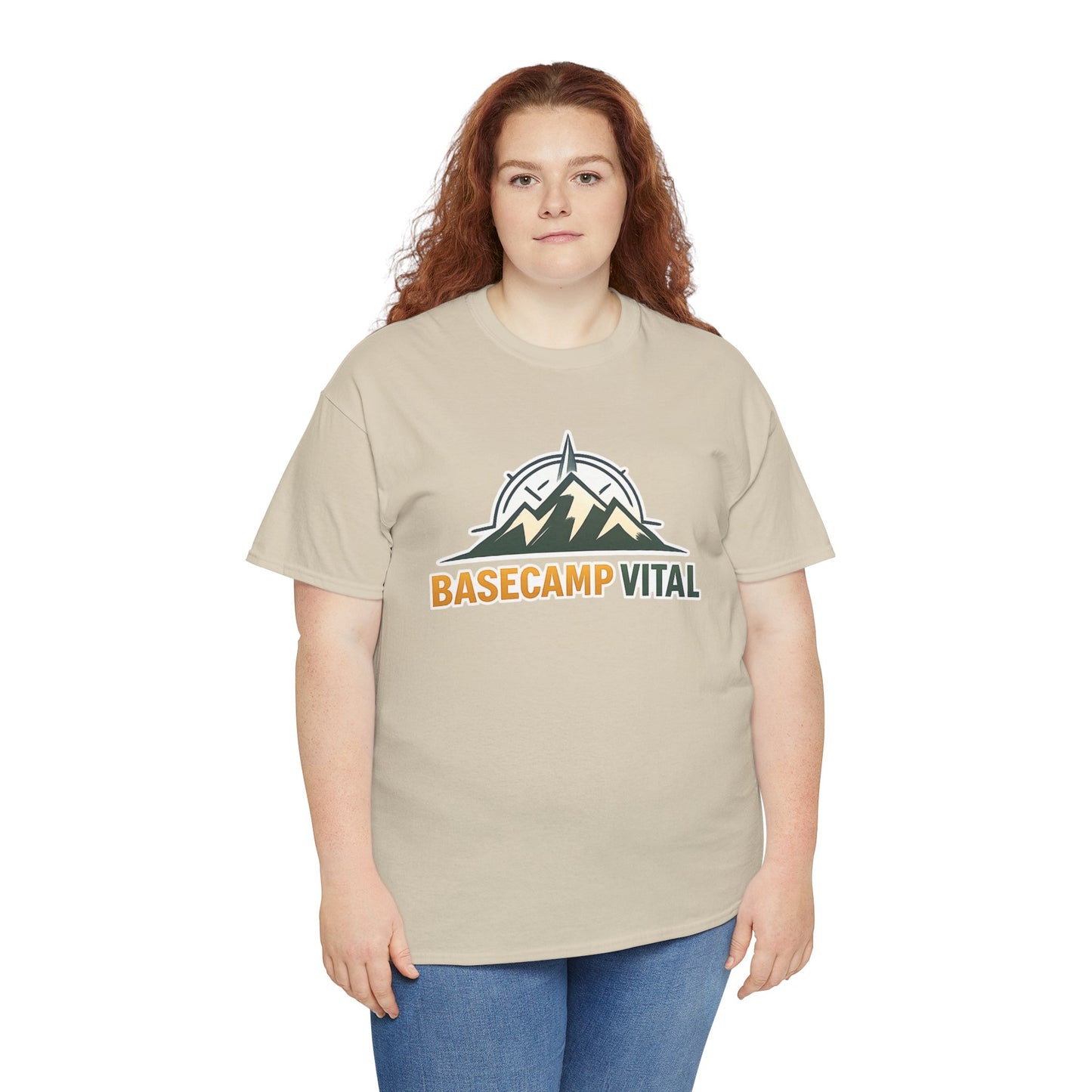 Base Camp Vital Mountain Compass Crewneck T-Shirt | Outdoor Hiking Graphic Tee | Midweight Cotton Trail Shirt (free shipping)