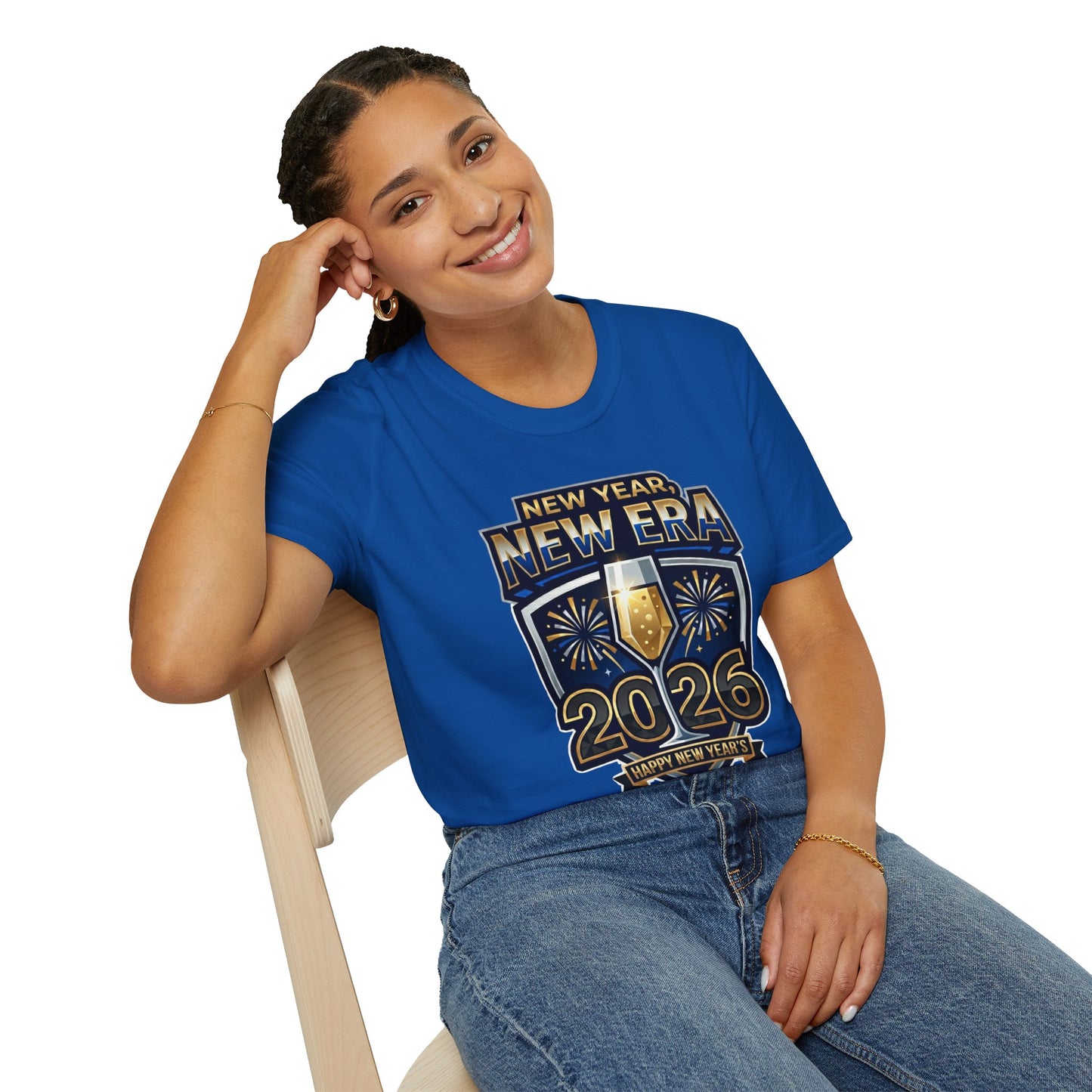 New Year 2026 T-Shirt – "New Year, New Era" Champagne & Fireworks Celebration Tee