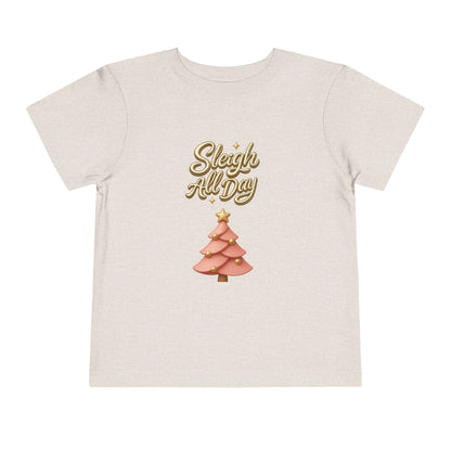 Toddler Tee - "Sleigh All Day" Christmas Tree Holiday Shirt