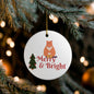 Merry & Bright Cat Ceramic Ornament — Cute Christmas Tree Holiday Decoration