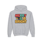 Youth Hoodie — 'Merry & Bright' Colorful Holiday Kids Sweatshirt