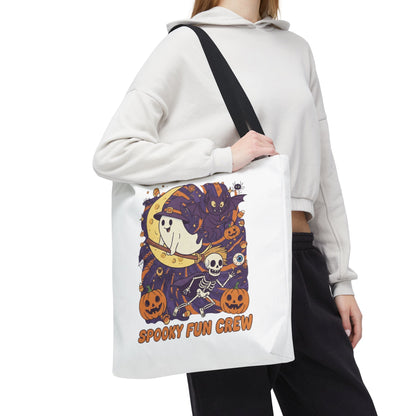 Spooky Fun Crew Halloween Tote Bag, Trick or Treat Bag, Haunted House Accessory, Fall Gift, Party Favor
