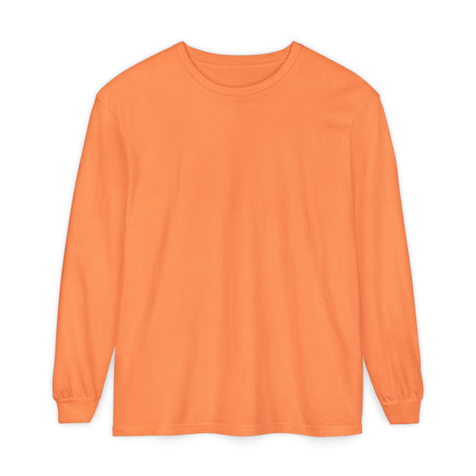 Women’s orange melon colored Garment-Dyed Long Sleeve T-Shirt | Vibrant Orange Unisex Tee