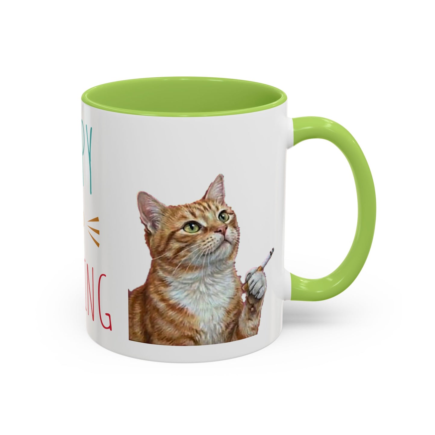 Happy and Dazzling Smoking Cat Coffee Mug — Cute Ginger Cat Accent Mug (11/15oz) (free shipping)