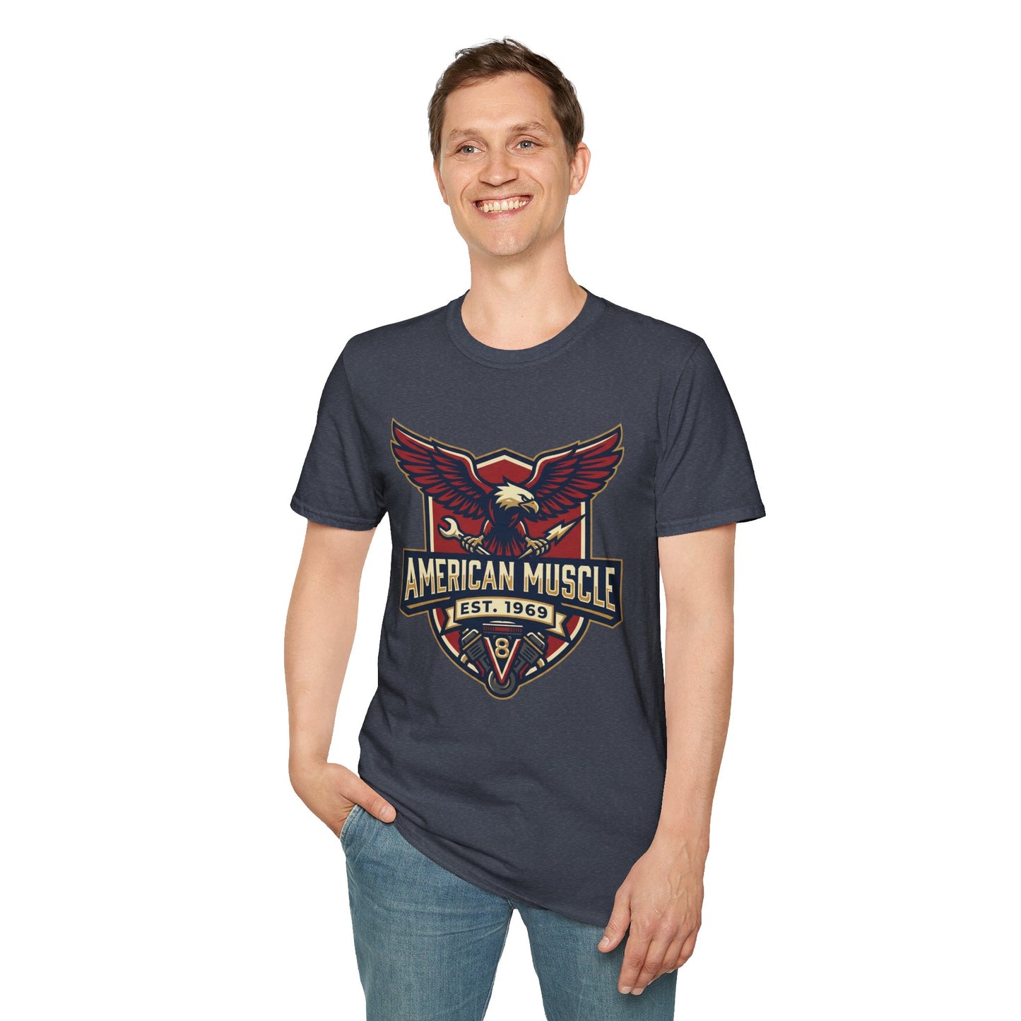 American Muscle Eagle T-Shirt — Vintage V8 Car Lover Tee