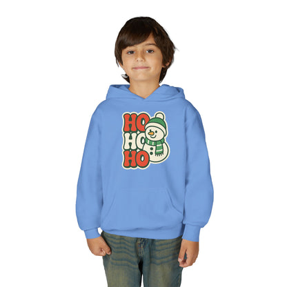 Youth kids Christmas Hoodie - 'HO HO HO' Snowman Holiday Sweatshirt