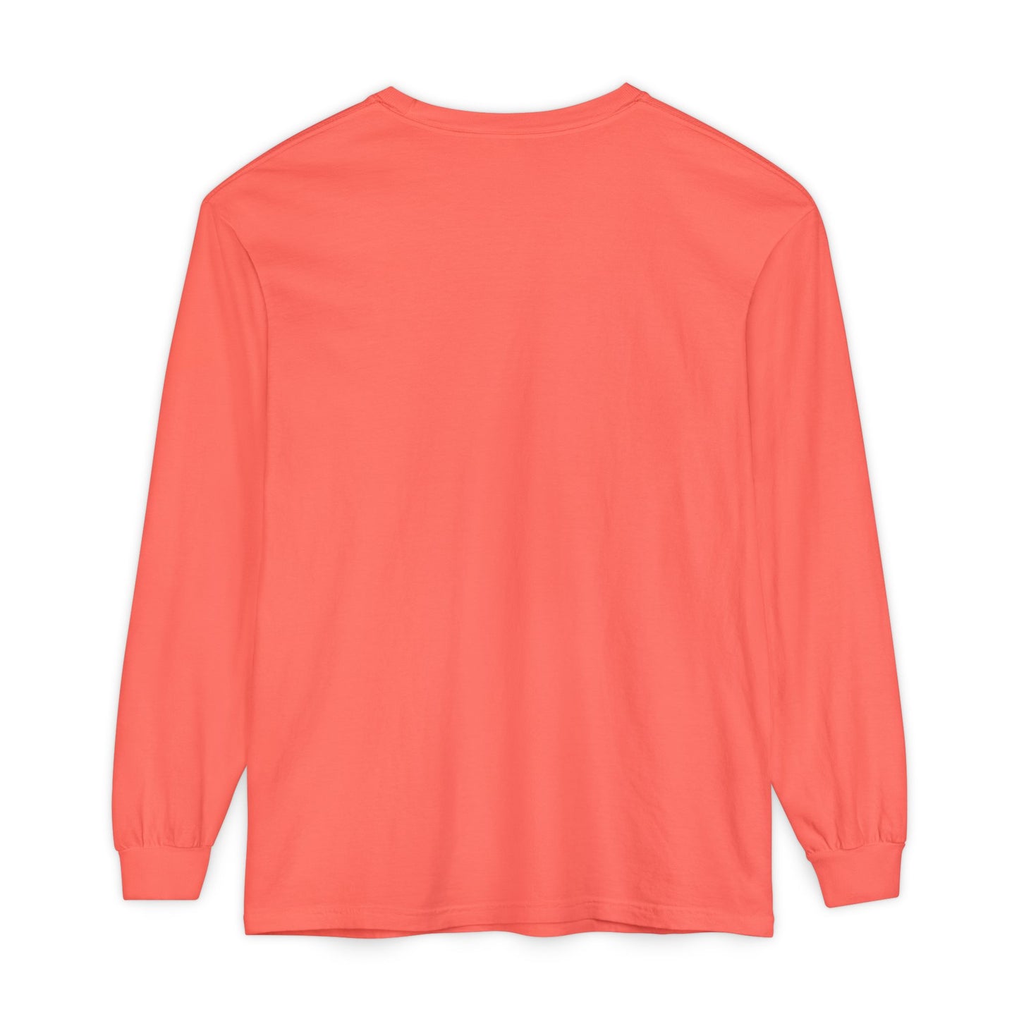 Women’s bright salmon color Garment-Dyed Long Sleeve T-Shirt - Soft Coral Casual Wear