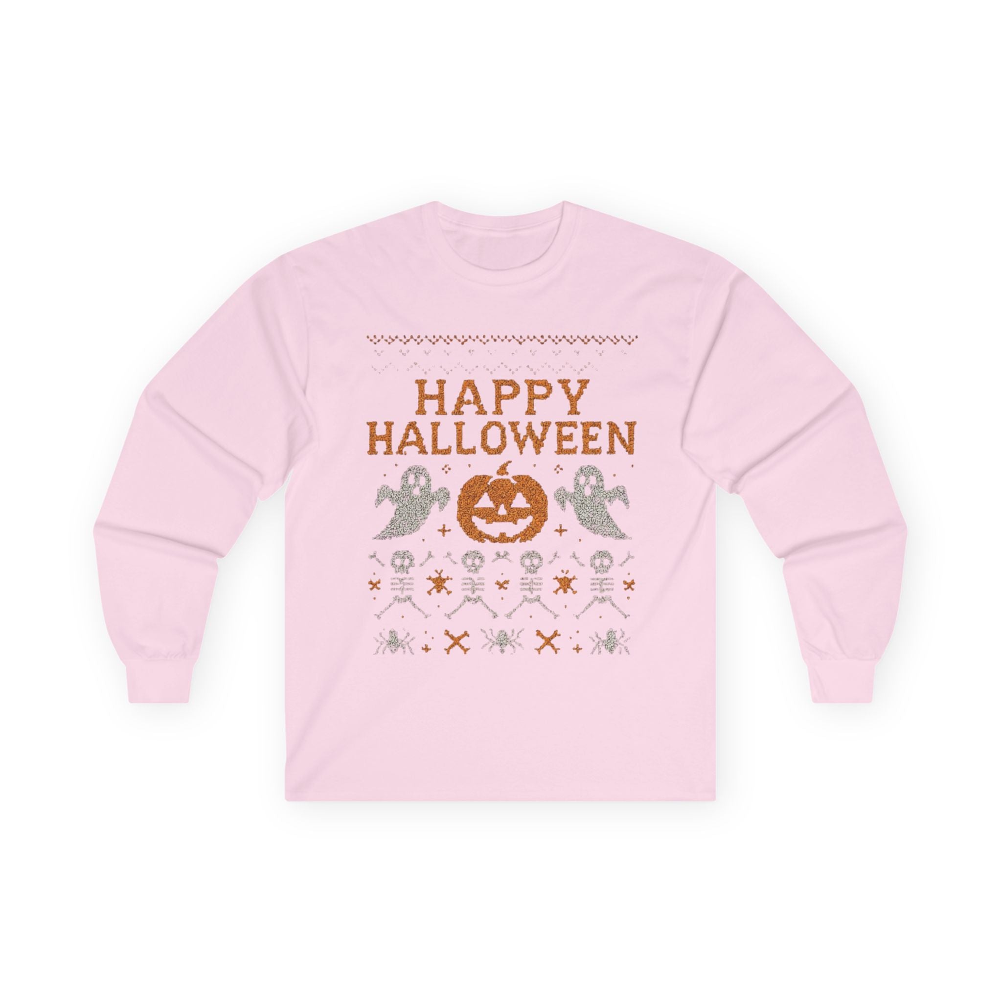 Happy Halloween Long Sleeve Tee, Spooky Tee, Halloween Costume Shirt, Autumn Festive Attire, Unisex Fall Apparel