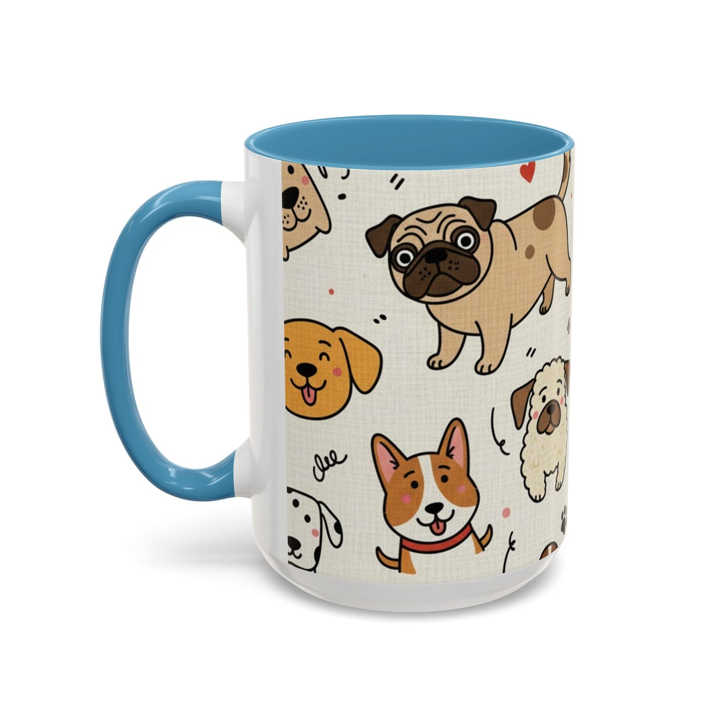 Cute Dog Pattern Accent Coffee Mug – Cute Cartoon Puppies 11/15oz