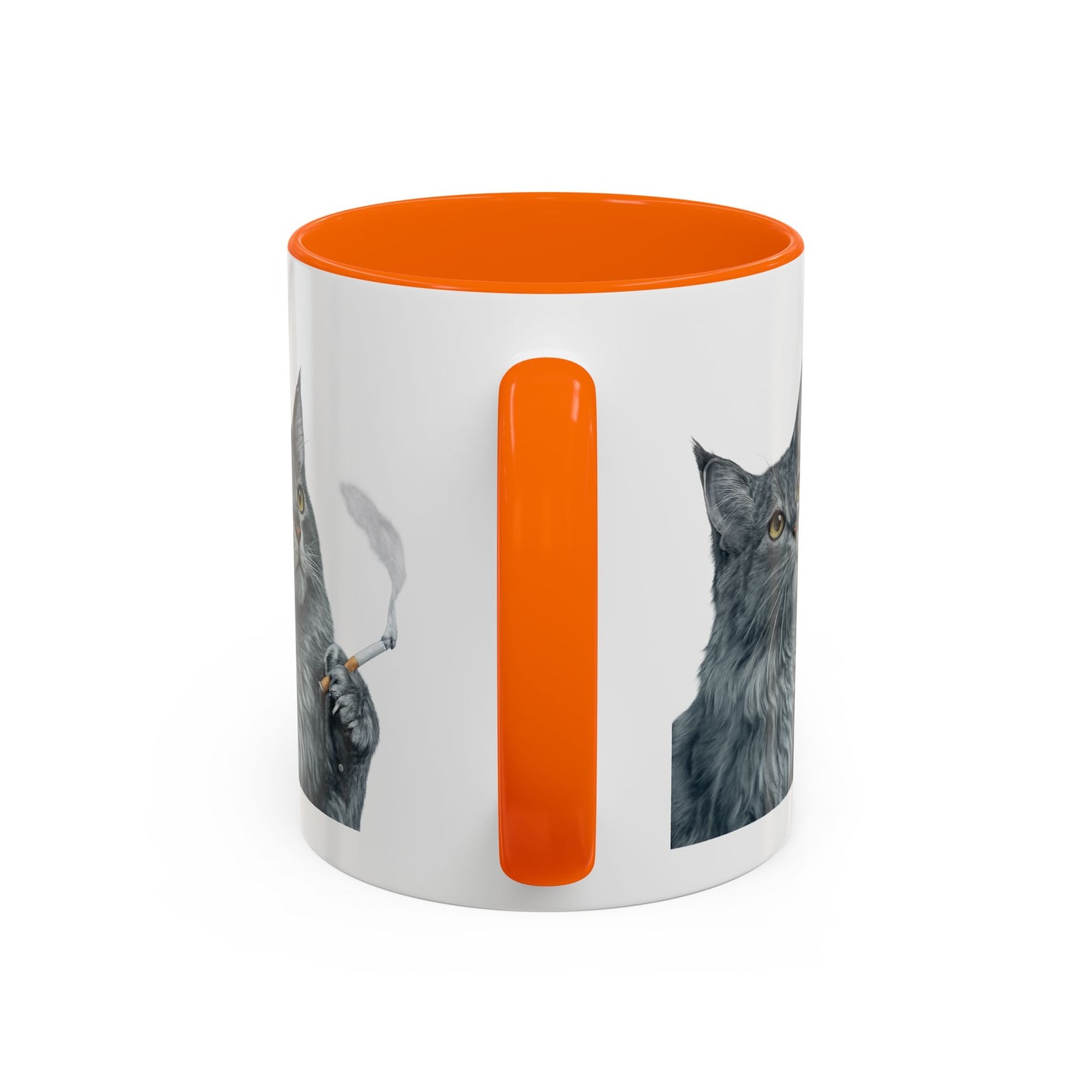 Happy and Dazzling smoking Cat Coffee Mug — Cute Cat smoking a cigarette Illustration Accent Mug (11/15 oz) (free shipping)