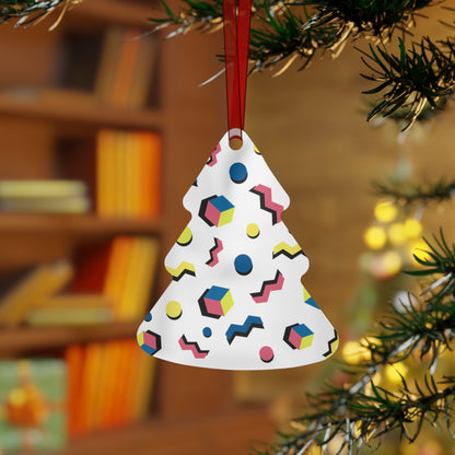 Memphis Geometric Metal Ornament — 80s Retro Bell Decoration