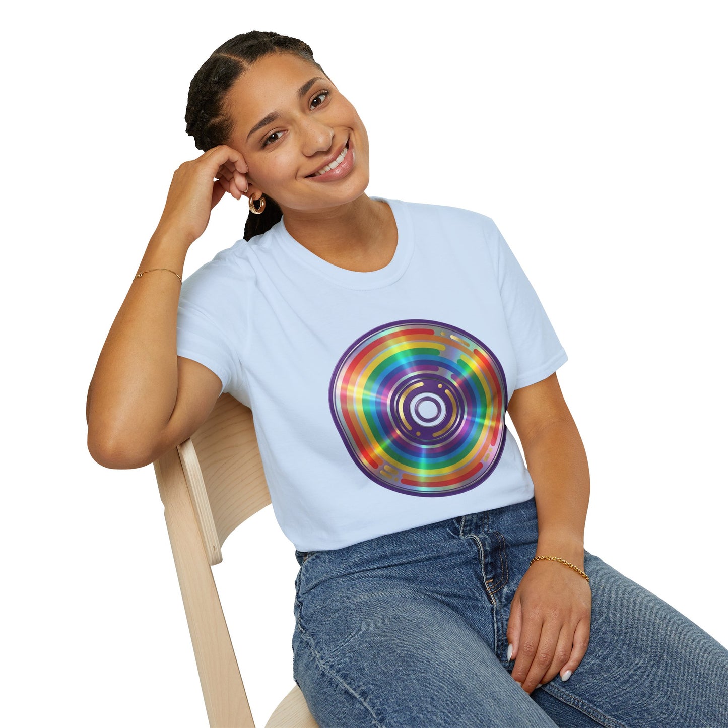 Retro Rainbow CD- Vinyl Record T-Shirt