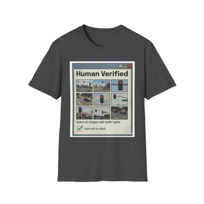 Human Verified T-Shirt – CAPTCHA Traffic Light Graphic Shirt