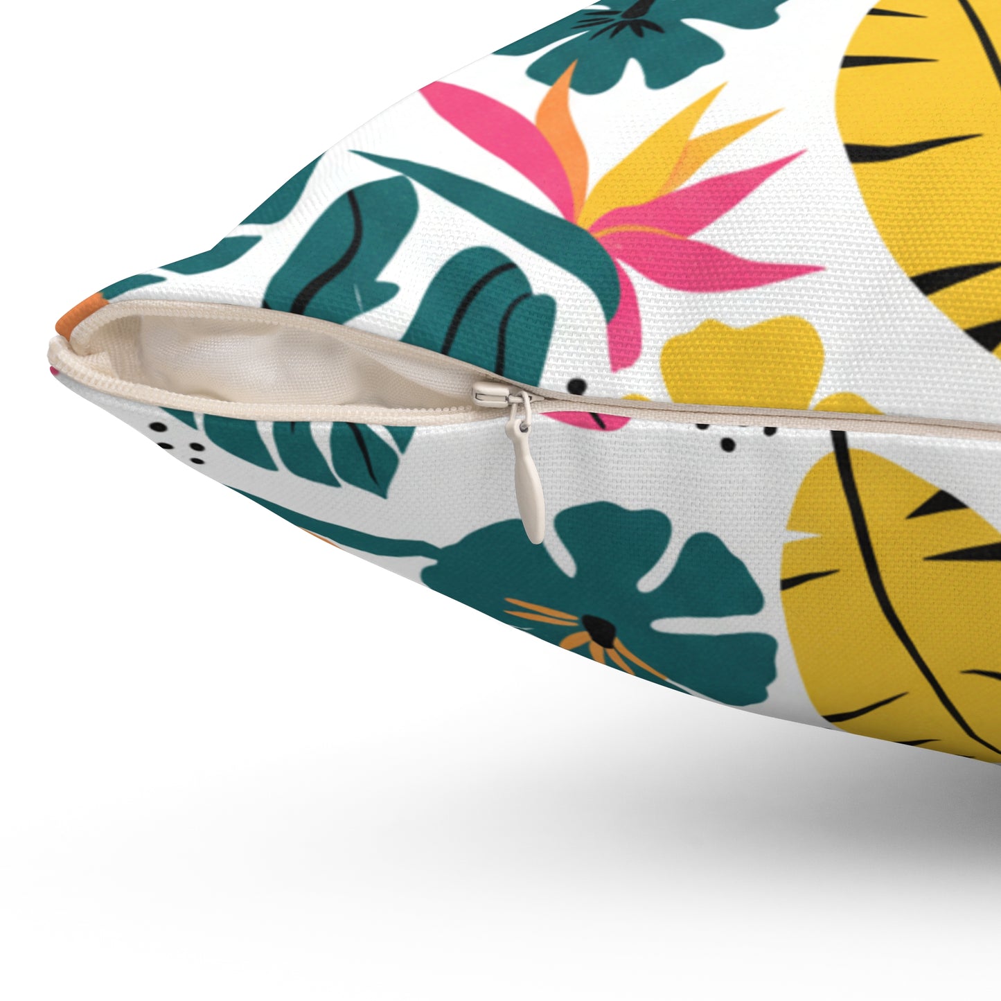 Tropical Leaf Decorative Pillow — Colorful Hibiscus & Monstera Throw Cushion (free shipping)